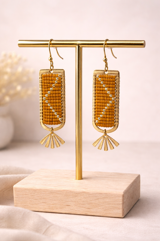 Modèle Élya – Boucles d’oreilles Bohème en Perles