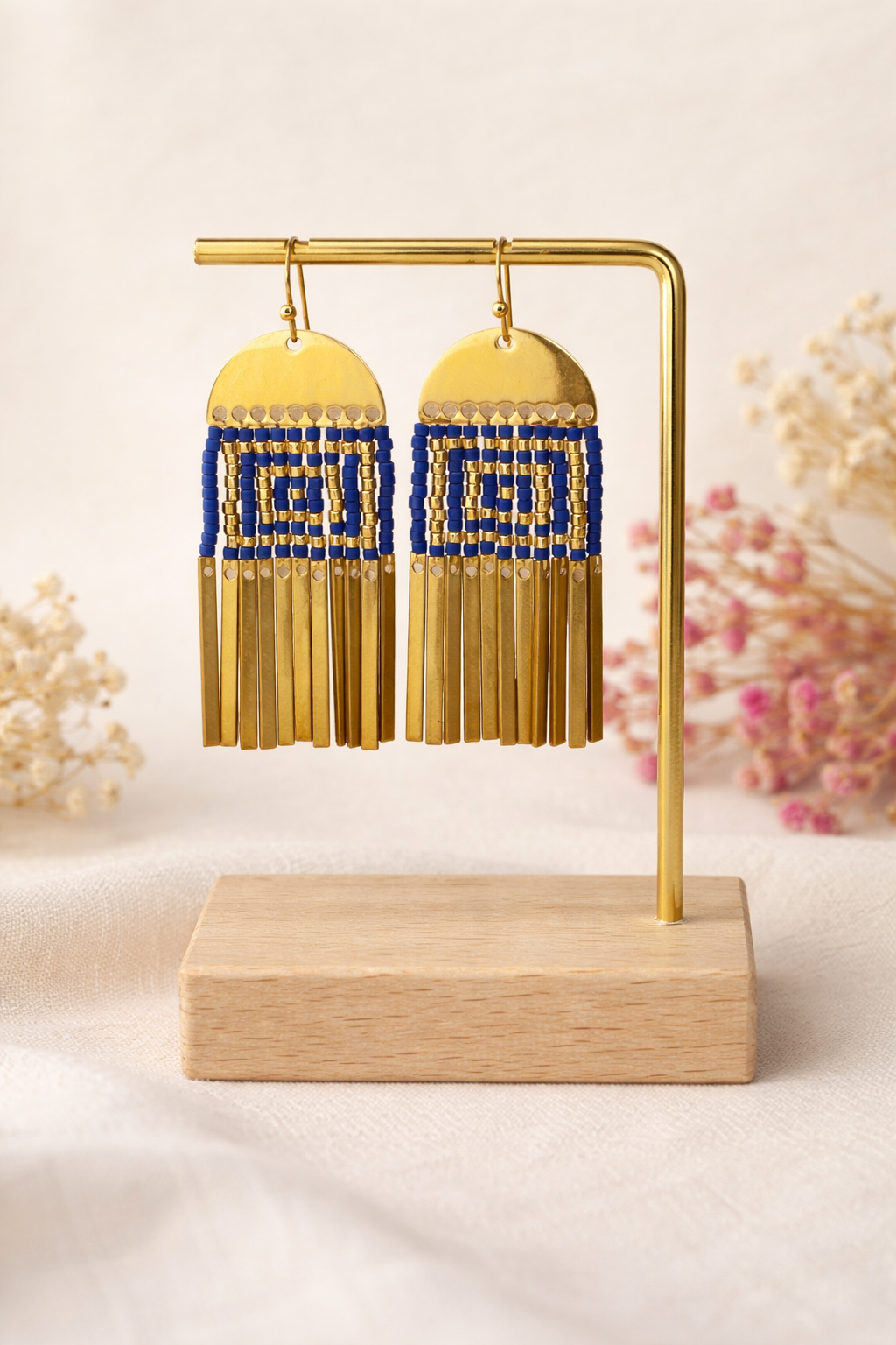 Modèle Alma – Boucles d’oreilles Bohème Franges & Perles