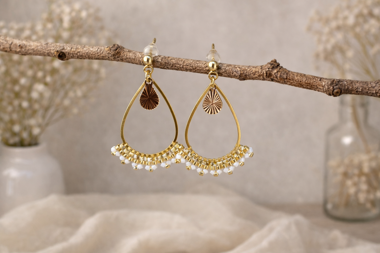 Modèle Lina – Boucles d’oreilles Goutte Bohème Perles Miyuki