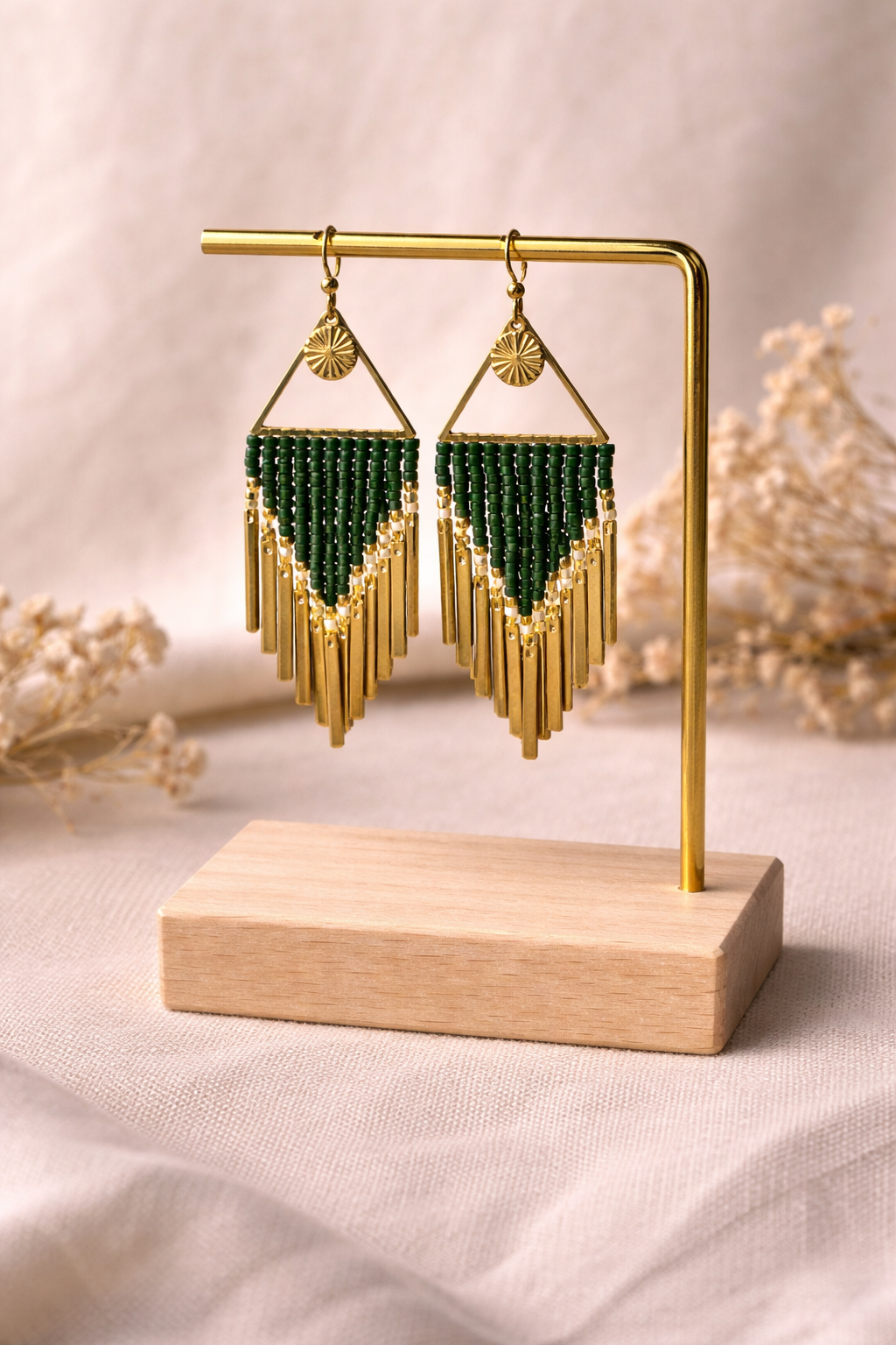 Modèle Ursula – Boucles d’oreilles Bohème Franges & Perles
