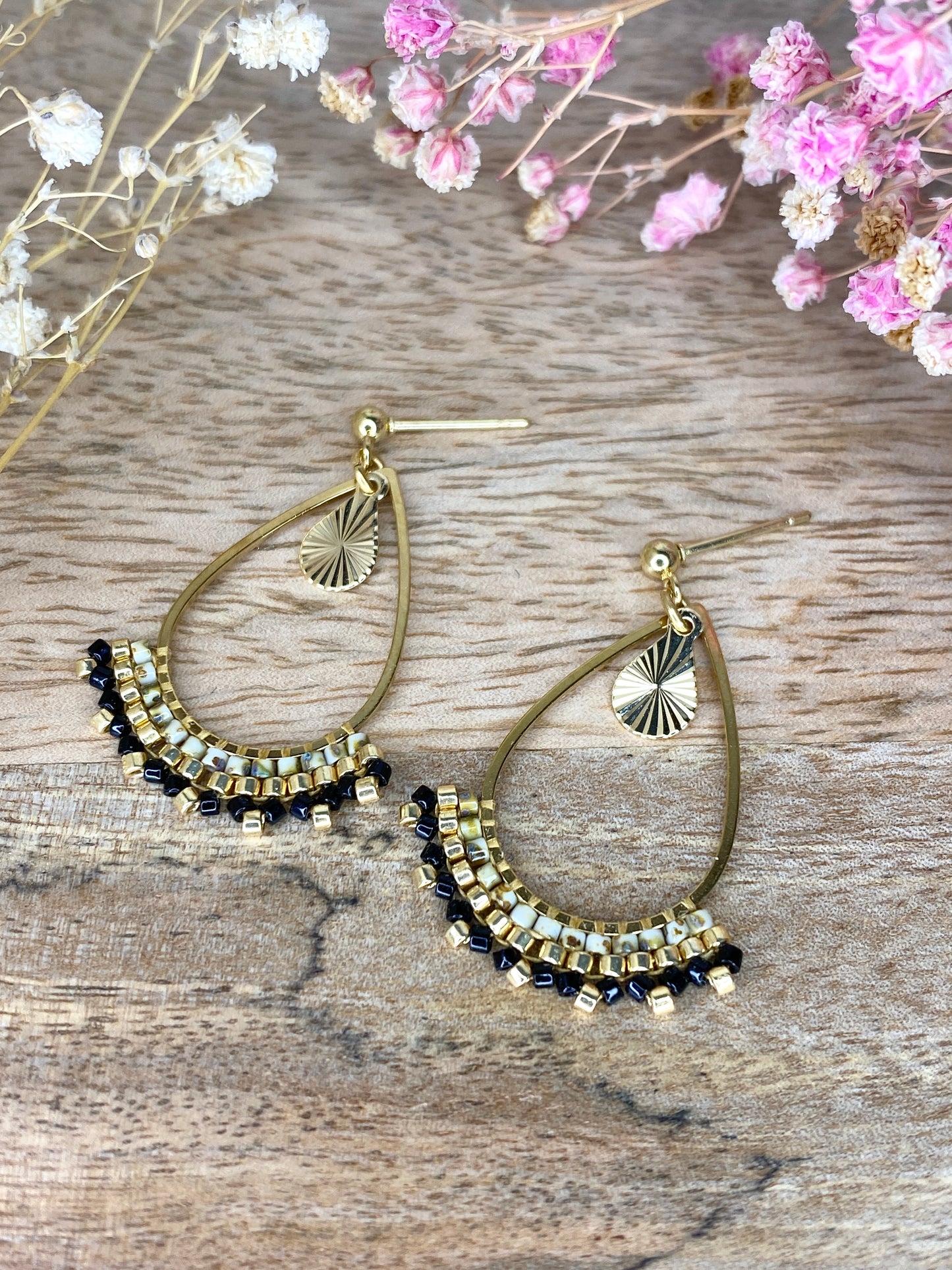 Modèle Lina – Boucles d’oreilles Goutte Bohème Perles Miyuki