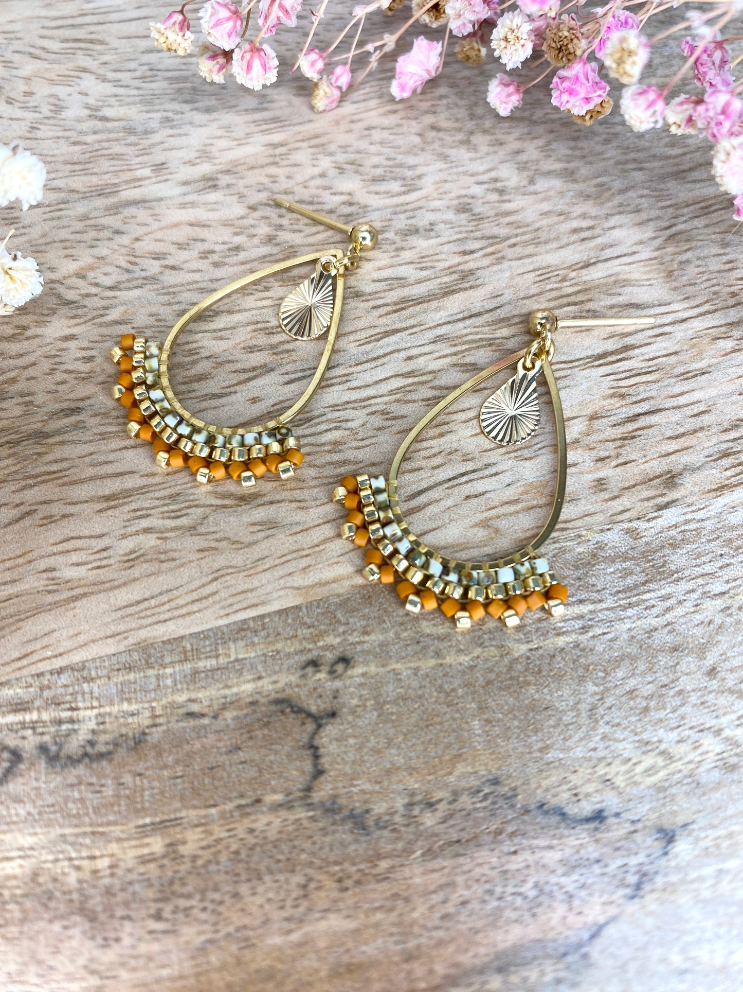 Modèle Lina – Boucles d’oreilles Goutte Bohème Perles Miyuki