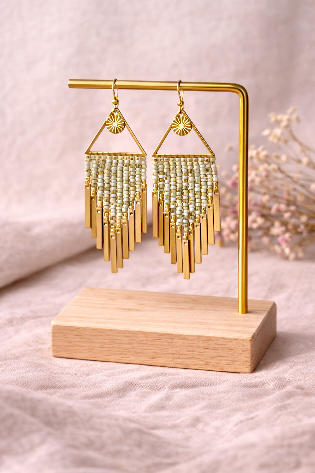 Modèle Ursula – Boucles d’oreilles Bohème Franges & Perles