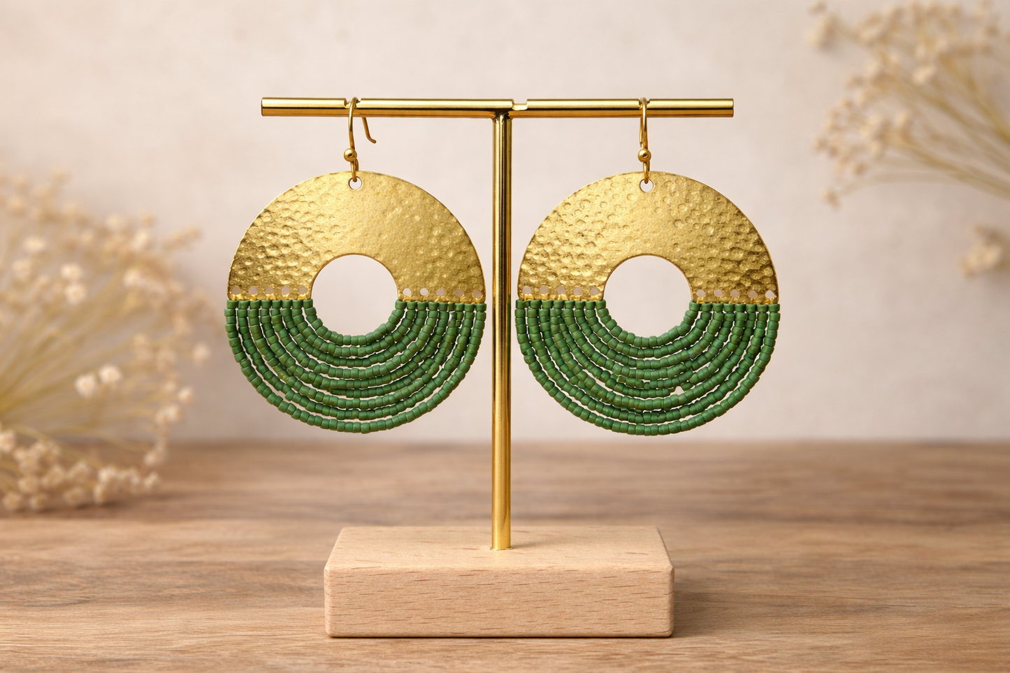 Modèle Jade – Boucles d’oreilles Soleil Doré